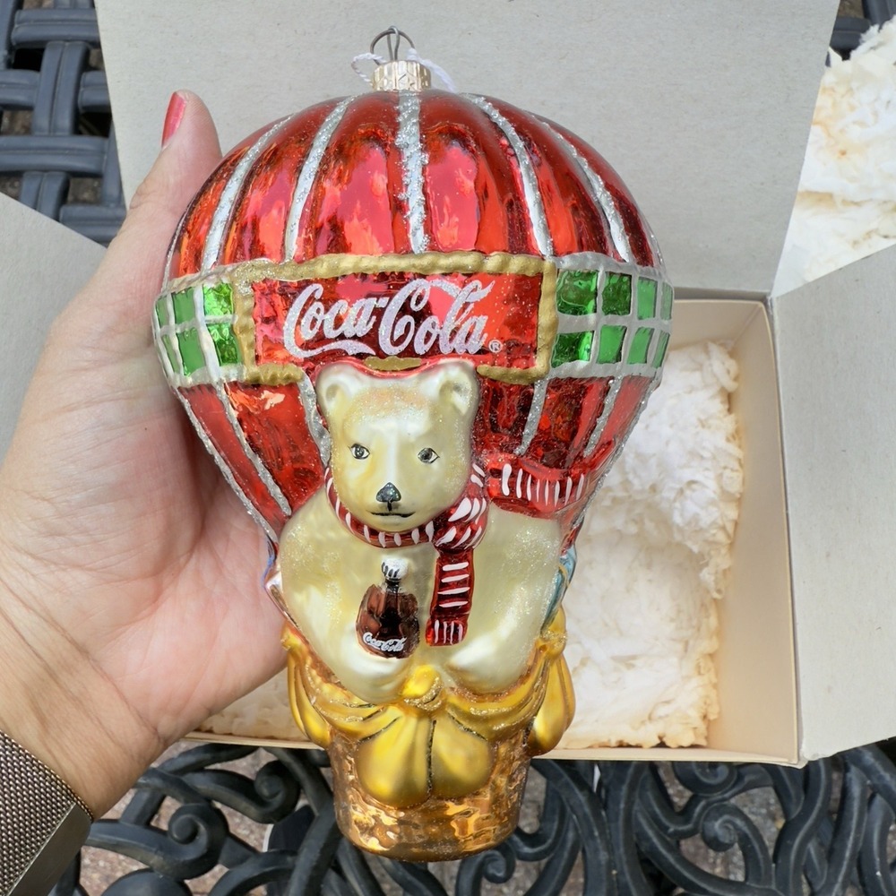 Coca-Cola Polonaise by Komozja Baloon AP 939 Christmas Ornament Hand Blown Glass